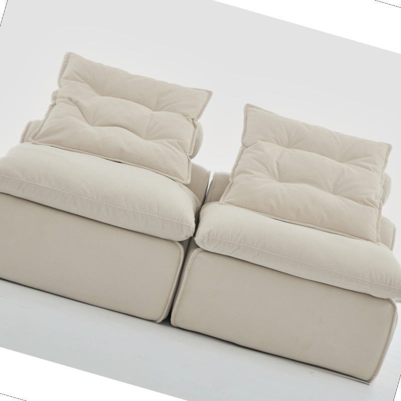 Living Room Beige Modular Sofa with Neck Pillow Soft Fabric DIY Design Durable and Comfortable Lounge Chair for Reading or Apartment Living Includes Lumbar 2 Seater