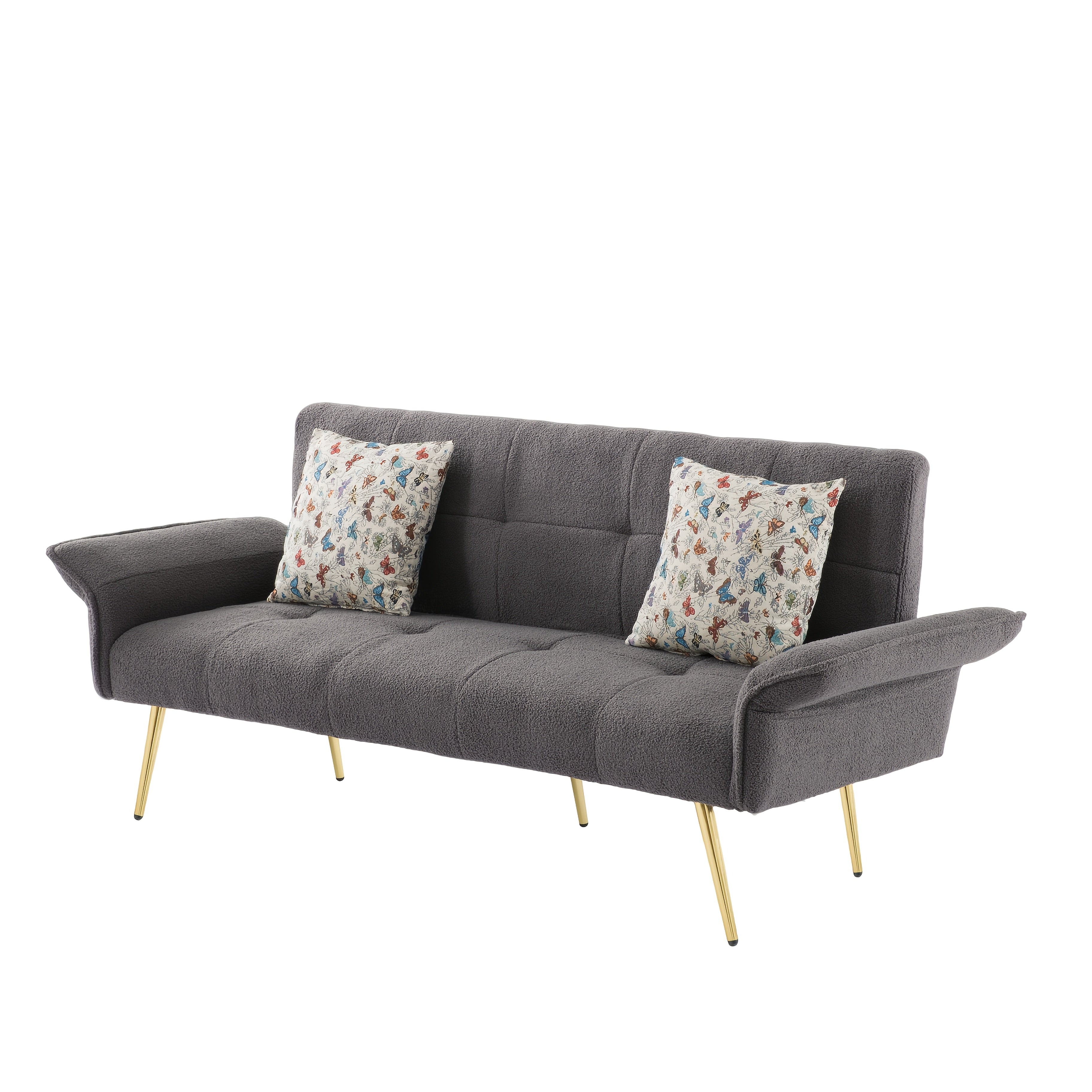 67.72-Inch Sofa Bed, Convertible Sleeping Bed, Solid Wood And Engineered Wood Frame, Teddy Velvet Fabric, 5-Position Adjustable Backrest And Armrests, Plush High-Density Foam, Suitable for Living Room, Office, Or Guest Room (Includes Size Details)