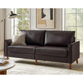 78-Inch Faux Leather Sofa Featuring Solid Wood Legs, a Mid-Century Modern Faux Leather Couch, Comfortable Upholstered Three-Seater Suitable for Living Rooms And Bedrooms, in Camel Color