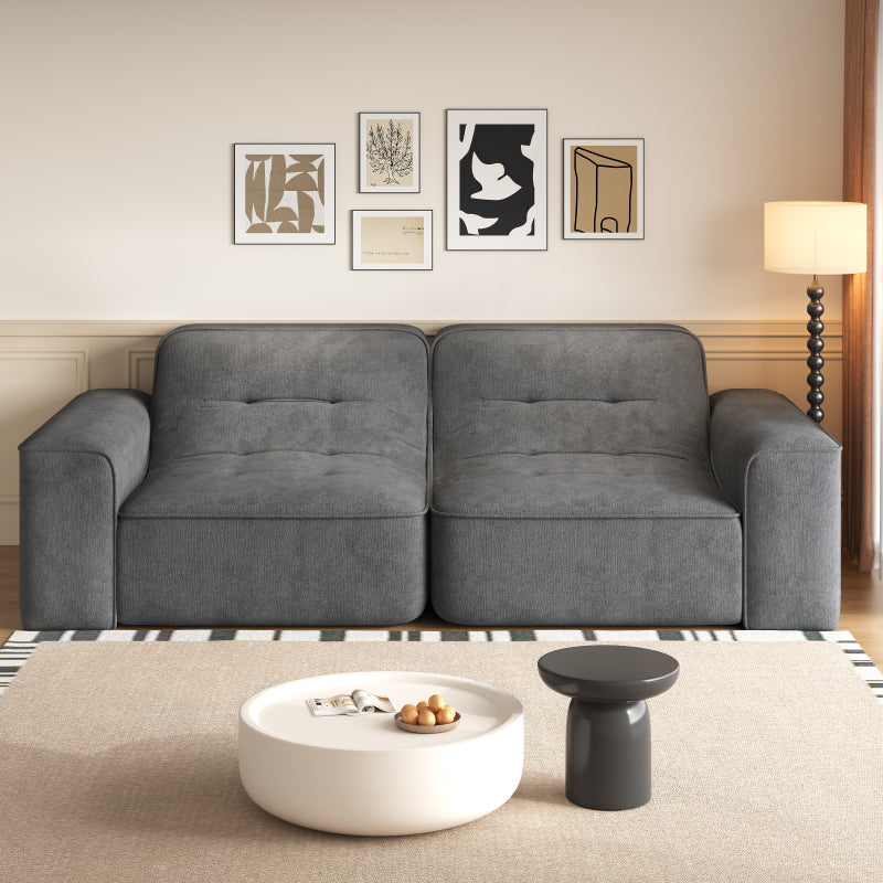 83.6” Modular Sectional 3-Seater Sofa with Sparkling Chenille Upholstery - Tufted Backrest Couch, Deep Seat No Assembly Required, Configurable Modern Furniture for Living Room, Apartment, Office - Luxury Sofa in Neutral Tones