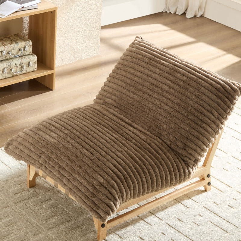 Accent Armless Lazy Sofa with Backrest in Light Brown Fabric Perfect for Casual Living Room and Bedroom Settings Single Seater Comfort Sofa Featuring Modern Design to Enhance Relaxation and Maximize Space Efficiency