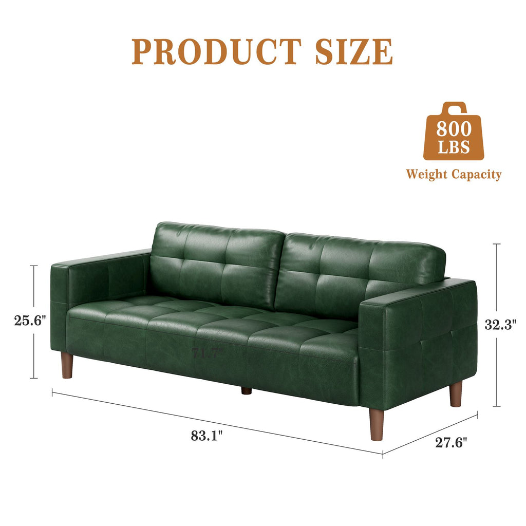 Modern 3-Seater Sofa Couch with Deep Seats & 2 Pillows - Breathable Faux Leather Loveseat Suitable for Living Room, Bedroom, Apartment, Office - Easy Assembly, Space-Saving Design, Durable Metal Frame & Low-Maintenance