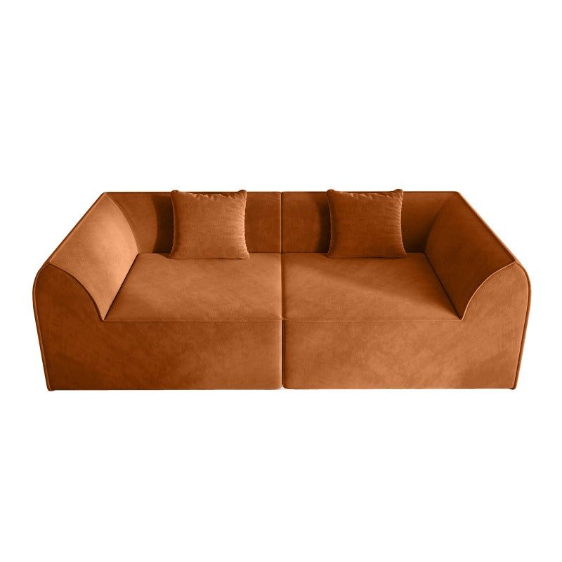 Compressed Memory Foam Sofa with Rectangular Pillow 2-Seater Lounger Daybed for Bedroom, Guest Room, Orange