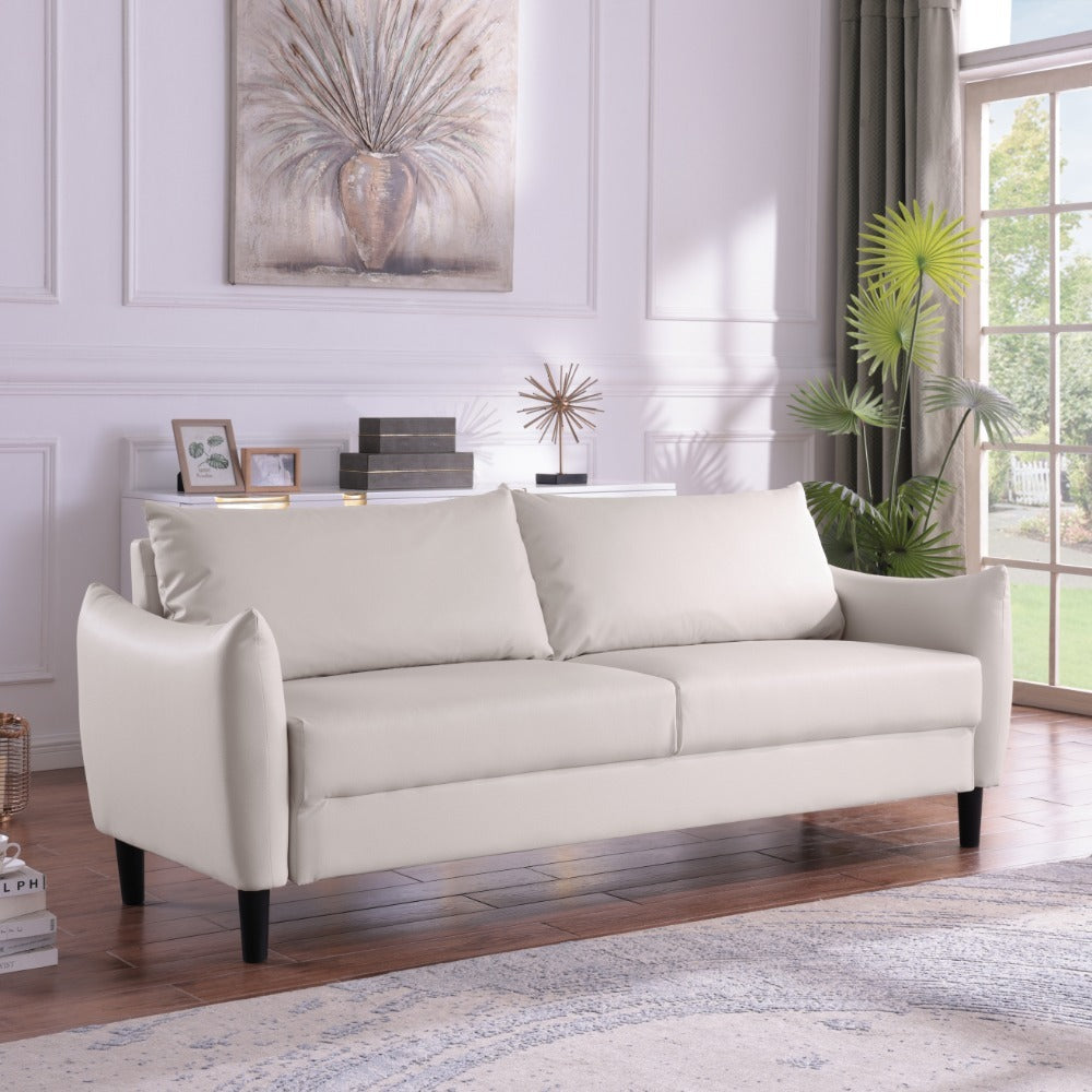 Artificial Leather Sofa | Medieval Modern Style, Curly Armrests, Deep Seat Design, Fluffy and Comfortable, Suitable for Apartment, Easy to Assemble