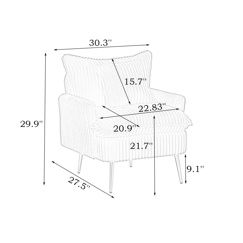 30.31 Inch Modern Beige Single-Seat Sofa Chair - Easy Assembly, Soft Comfortable Fabric-Like Coarse Fabric, Space-Saving Design for Apartments, Offices, Living Rooms, Bedrooms & Conference Halls - Durable Contemporary Minimalist Furniture in Neutral