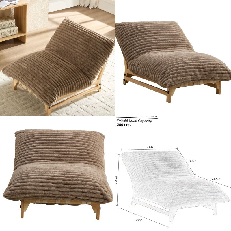 Accent Armless Lazy Sofa with Backrest in Light Brown Fabric Perfect for Casual Living Room and Bedroom Settings Single Seater Comfort Sofa Featuring Modern Design to Enhance Relaxation and Maximize Space Efficiency