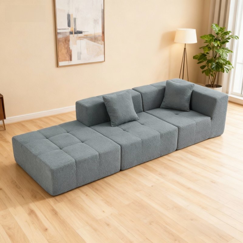 Modern Modular Sectional Sofa - Armless Floor Couch with Removable Back Cushions, No Assembly Required, Space-Saving Design in Neutral Tones () - Ideal for Living Room, Apartment, Office - Convertible Accent Chair or Sleeper Sofa with Plush Cushions