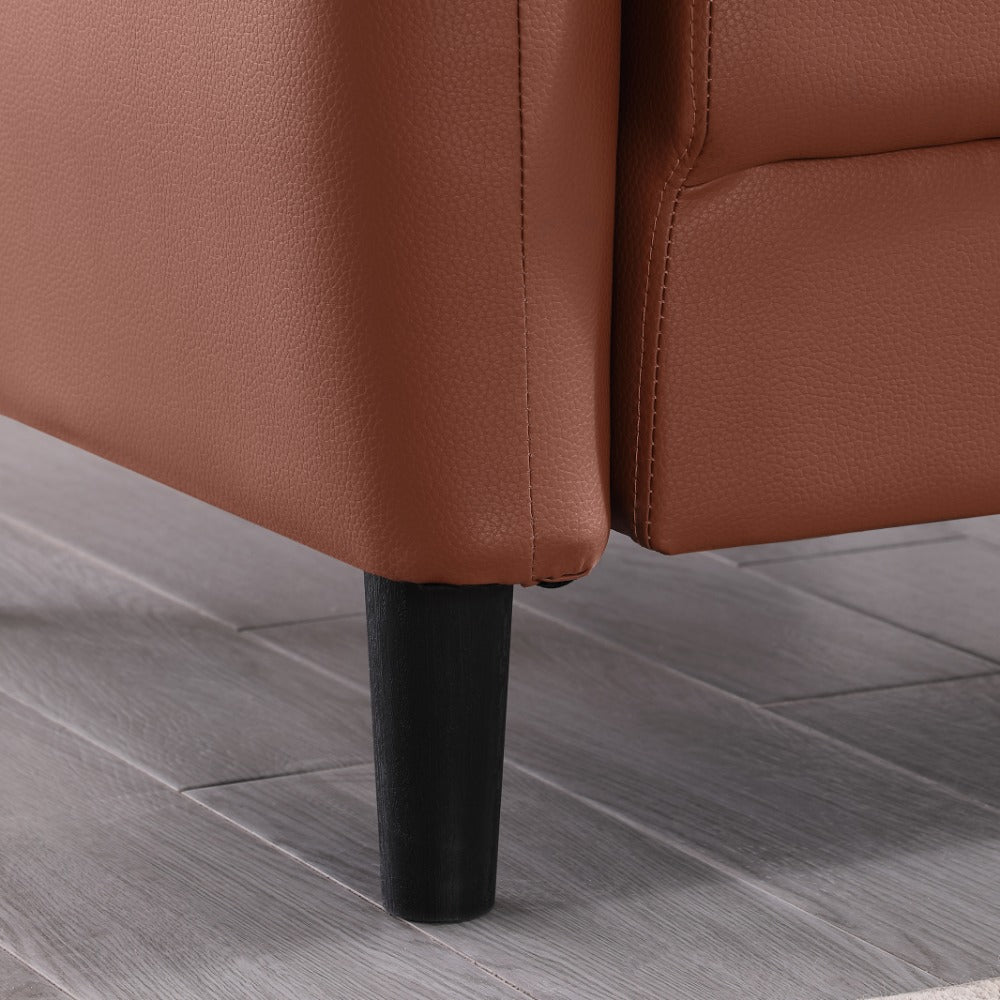 Artificial Leather Sofa | Medieval Modern Style, Curly Armrests, Deep Seat Design, Fluffy and Comfortable, Suitable for Apartment, Easy to Assemble