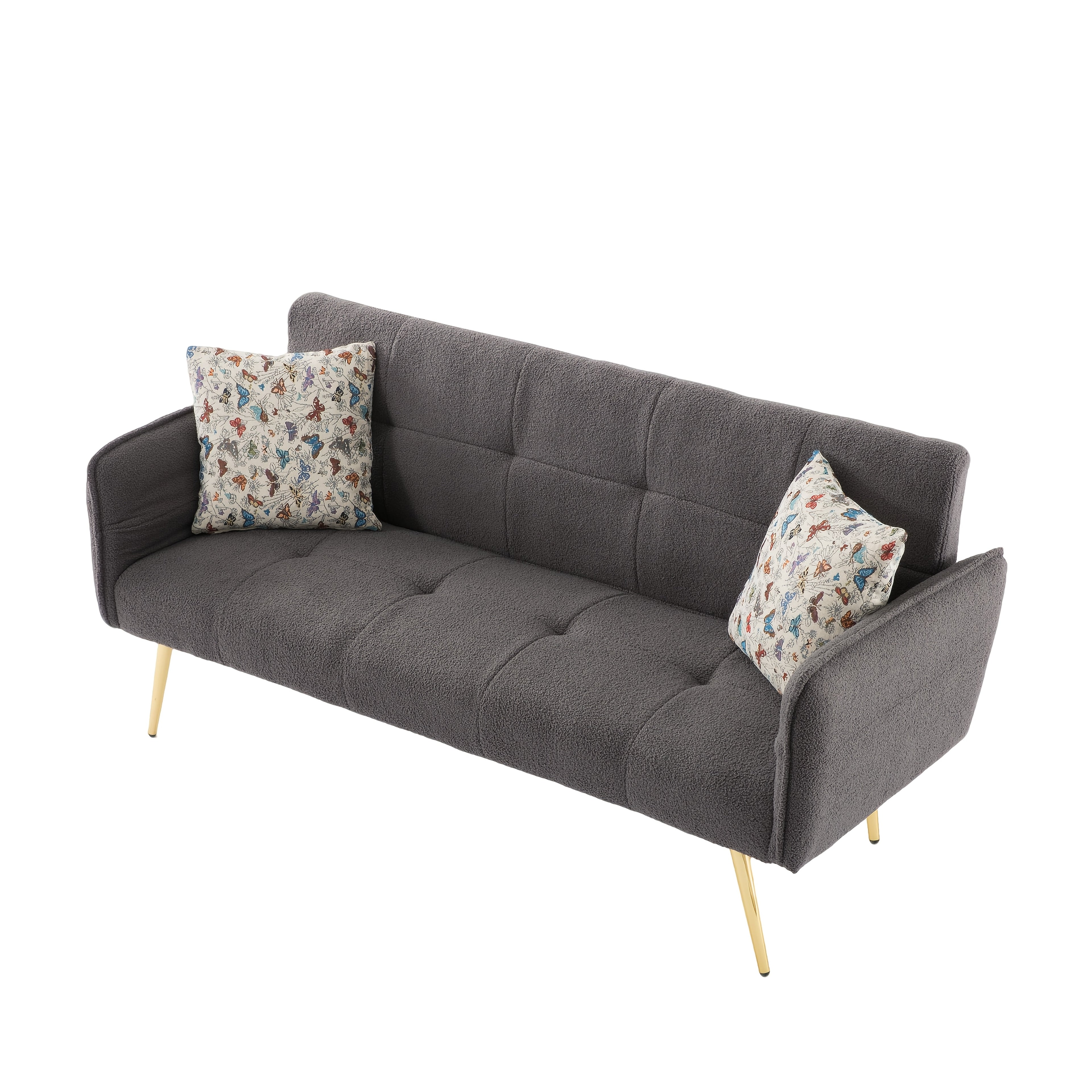 67.72-Inch Sofa Bed, Convertible Sleeping Bed, Solid Wood And Engineered Wood Frame, Teddy Velvet Fabric, 5-Position Adjustable Backrest And Armrests, Plush High-Density Foam, Suitable for Living Room, Office, Or Guest Room (Includes Size Details)