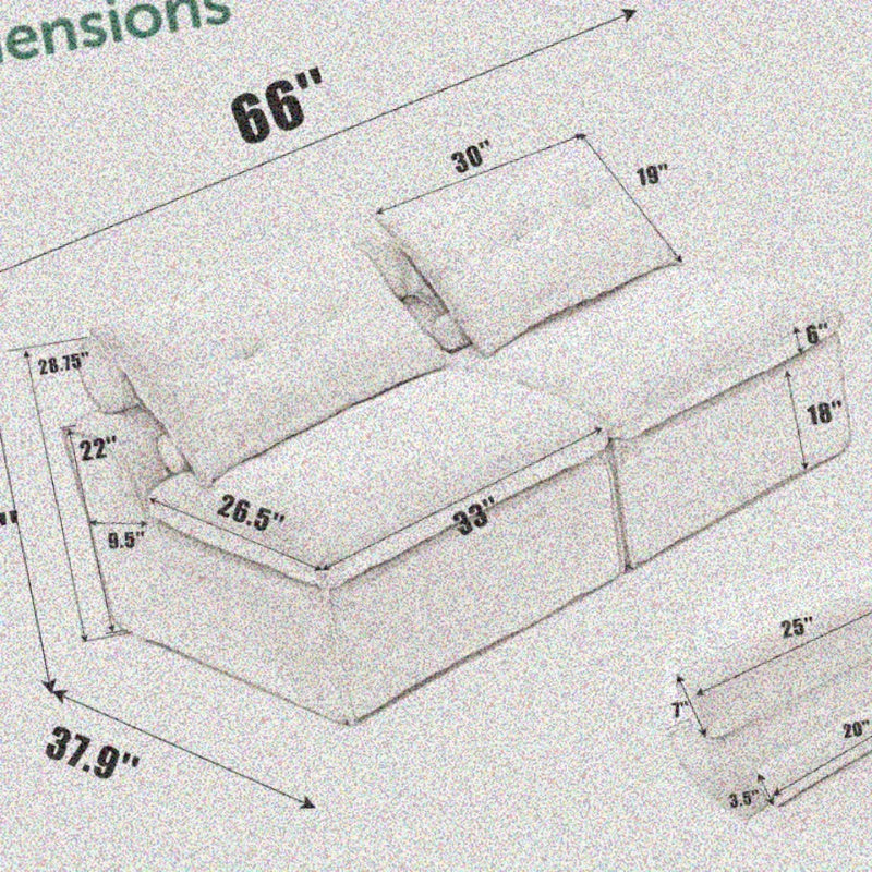 NEW ARRIVED VIDEO PROVIDED Modular Sofa, No Armrests, at Will, Chenille Fabric, Neck Pillow-Back Lounge Sofa Chair, Reading Nook, Or Apartment Living, Lumbar Pillow, 2 Seats, Upholster, Light Gray