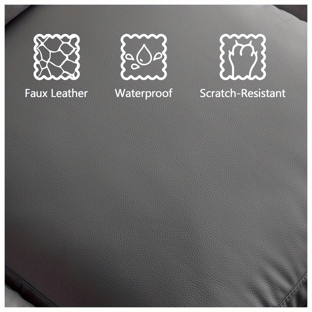 104.5-Inch Modern Faux Leather L-Shaped Sofa with Convertible Footstool Living Room