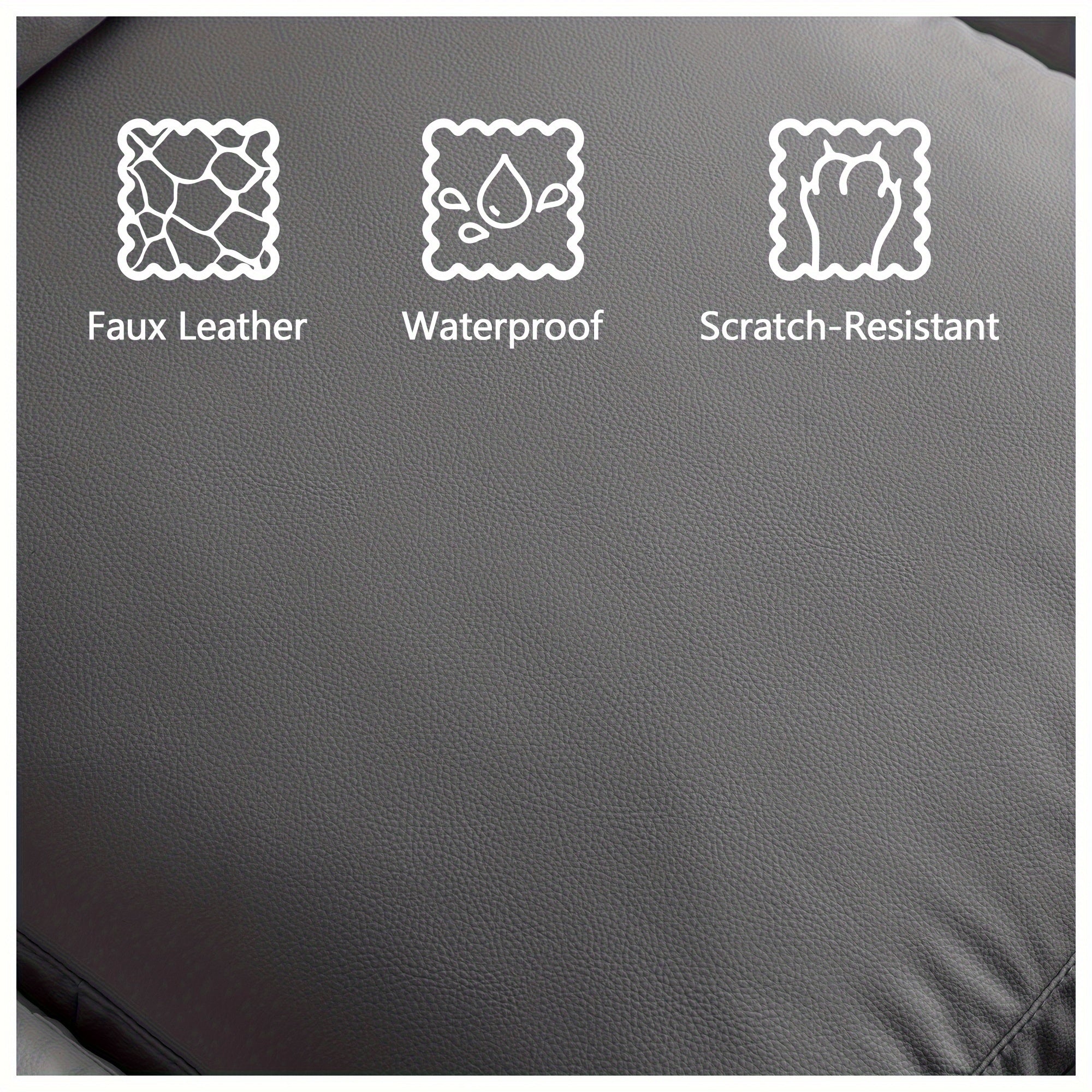 104.5-Inch Modern Faux Leather L-Shaped Sofa with Convertible Footstool Living Room
