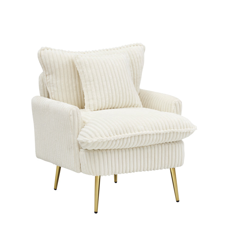 30.31 Inch Modern Beige Single-Seat Sofa Chair - Easy Assembly, Soft Comfortable Fabric-Like Coarse Fabric, Space-Saving Design for Apartments, Offices, Living Rooms, Bedrooms & Conference Halls - Durable Contemporary Minimalist Furniture in Neutral