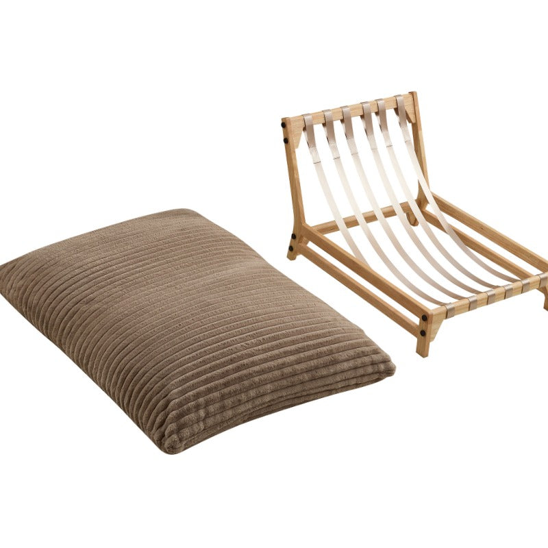 Accent Armless Lazy Sofa with Backrest in Light Brown Fabric Perfect for Casual Living Room and Bedroom Settings Single Seater Comfort Sofa Featuring Modern Design to Enhance Relaxation and Maximize Space Efficiency