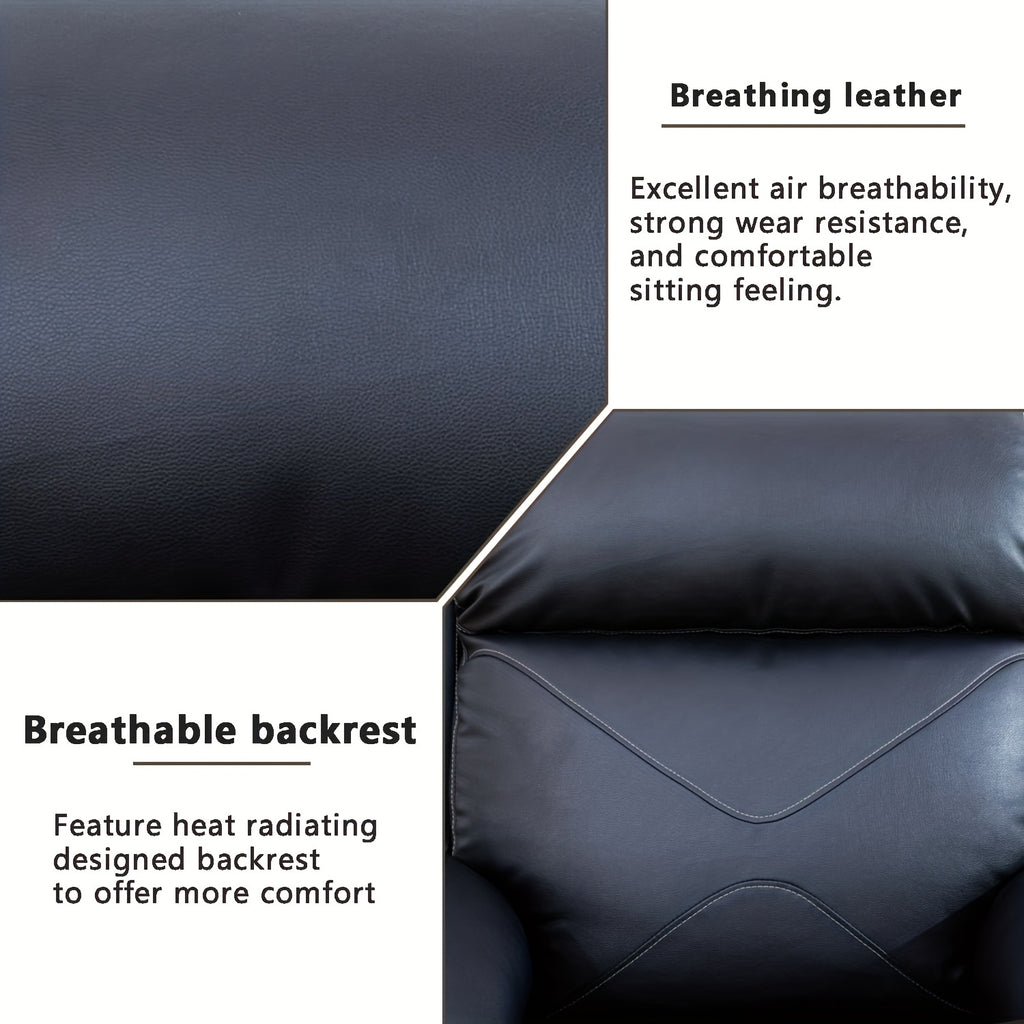 Three-Piece Black Leather Sofa Set for Living Room, House, Bedroom, Or Office
