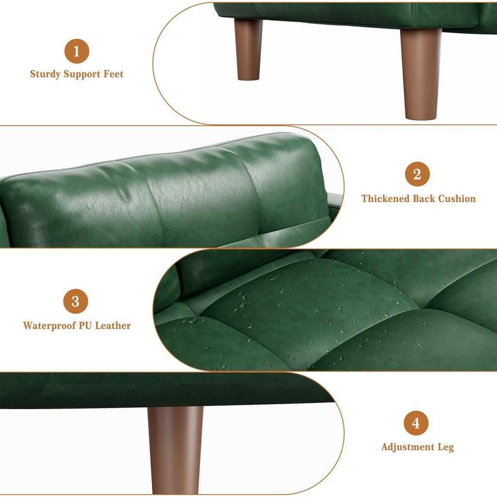 Modern 3-Seater Sofa Couch with Deep Seats & 2 Pillows - Breathable Faux Leather Loveseat Suitable for Living Room, Bedroom, Apartment, Office - Easy Assembly, Space-Saving Design, Durable Metal Frame & Low-Maintenance