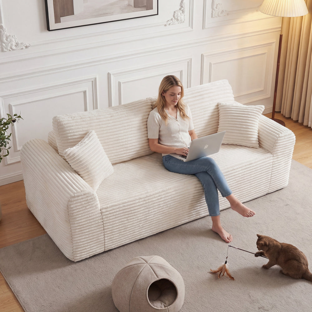 3 Seater Corduroy Boneless Couch | 26.4\