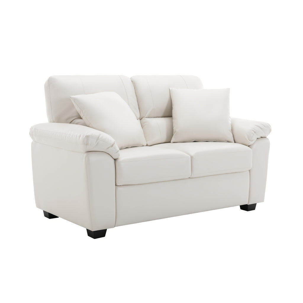Morden Fort Faux Leather Loveseat Sofas, White Modern Luxury And Comfy Furniture Sleeper Couches for Living Room, Apartment, Office, Reading Room, White, Brown, Chocolate