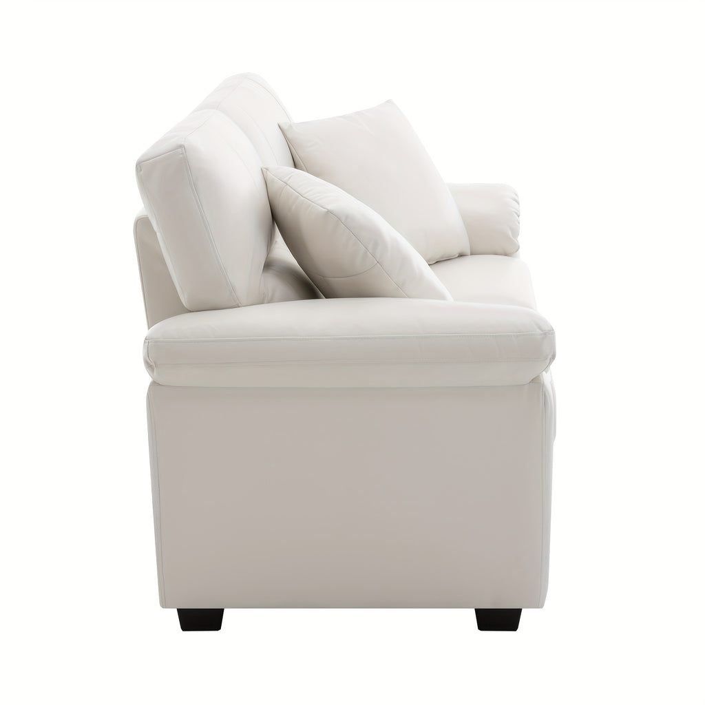 Morden Fort Faux Leather Loveseat Sofas, White Modern Luxury And Comfy Furniture Sleeper Couches for Living Room, Apartment, Office, Reading Room, White, Brown, Chocolate