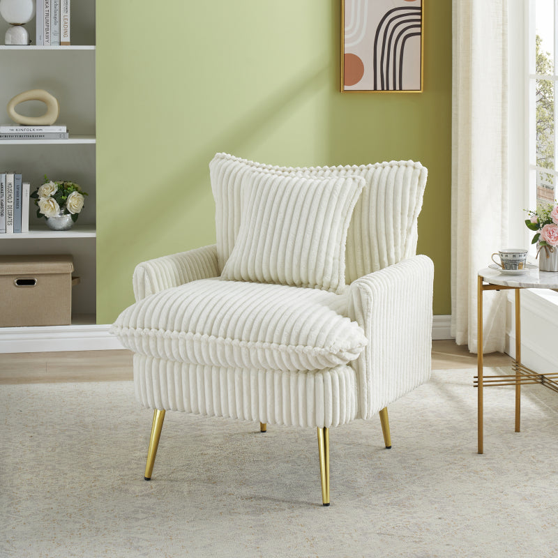 30.31 Inch Modern Beige Single-Seat Sofa Chair - Easy Assembly, Soft Comfortable Fabric-Like Coarse Fabric, Space-Saving Design for Apartments, Offices, Living Rooms, Bedrooms & Conference Halls - Durable Contemporary Minimalist Furniture in Neutral