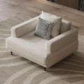 L-Shaped Cream Fabric Sectional Sofa - Contemporary Upholstered Couch with Metal Legs for Living Room (82.67 Inches - 3 Seats)