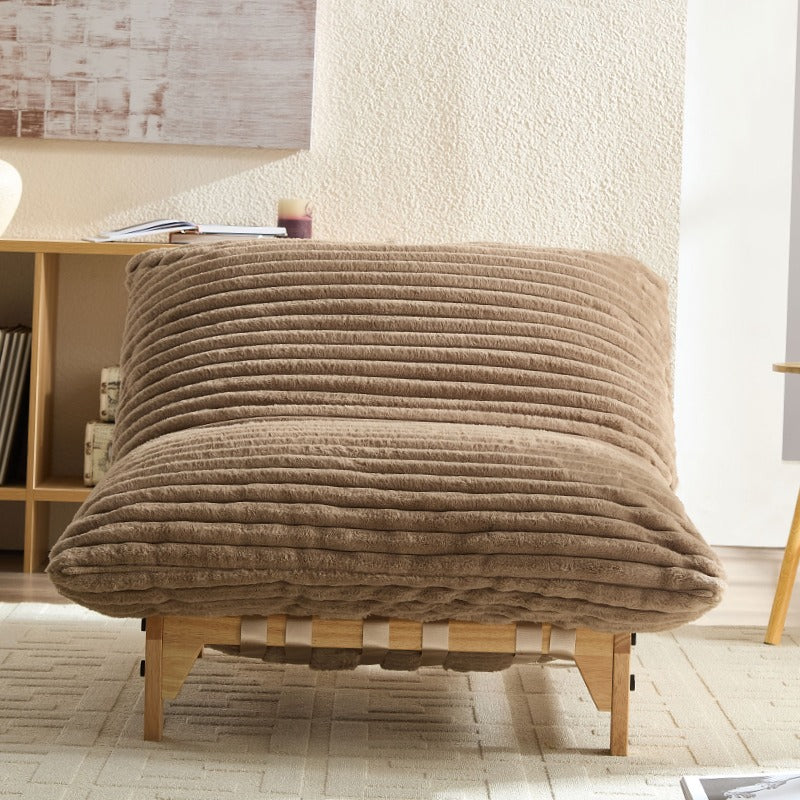Accent Armless Lazy Sofa with Backrest in Light Brown Fabric Perfect for Casual Living Room and Bedroom Settings Single Seater Comfort Sofa Featuring Modern Design to Enhance Relaxation and Maximize Space Efficiency