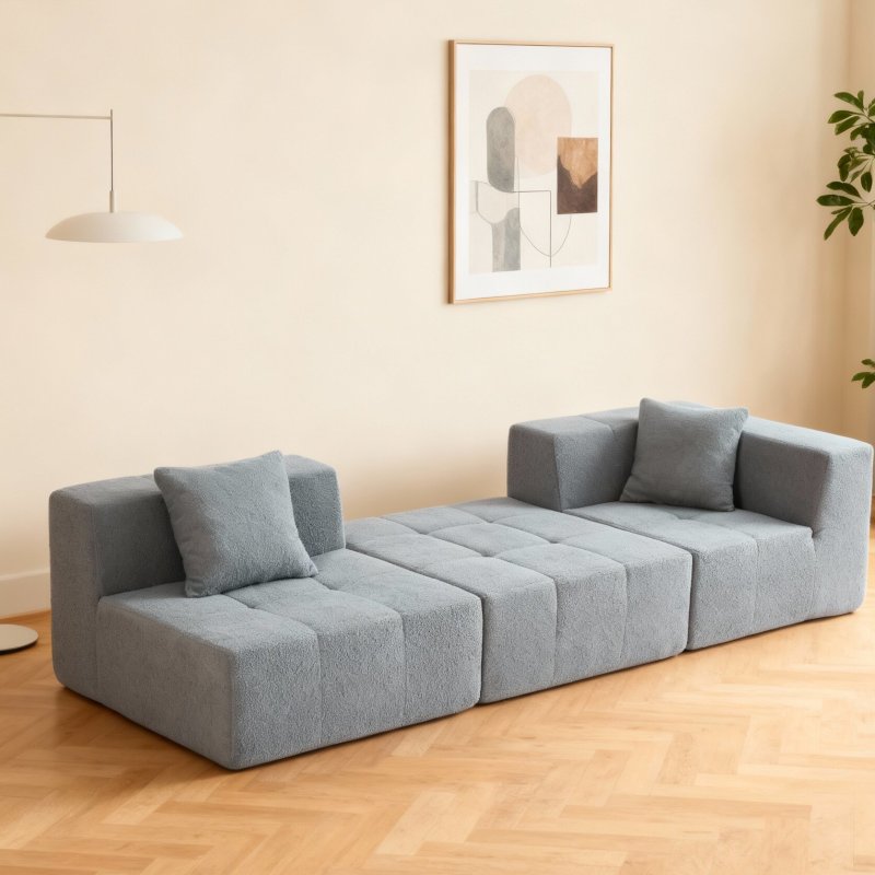 Modern Modular Sectional Sofa - Armless Floor Couch with Removable Back Cushions, No Assembly Required, Space-Saving Design in Neutral Tones () - Ideal for Living Room, Apartment, Office - Convertible Accent Chair or Sleeper Sofa with Plush Cushions