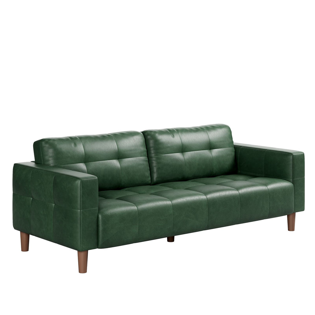Modern 3-Seater Sofa Couch with Deep Seats & 2 Pillows - Breathable Faux Leather Loveseat Suitable for Living Room, Bedroom, Apartment, Office - Easy Assembly, Space-Saving Design, Durable Metal Frame & Low-Maintenance