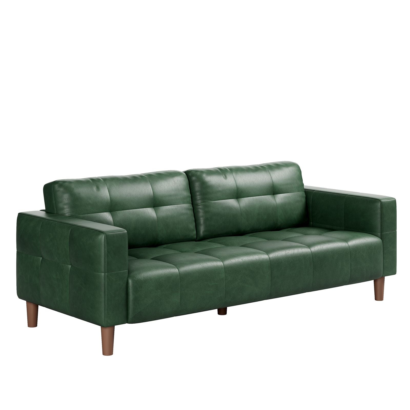 Modern 3-Seater Sofa Couch with Deep Seats & 2 Pillows - Breathable Faux Leather Loveseat Suitable for Living Room, Bedroom, Apartment, Office - Easy Assembly, Space-Saving Design, Durable Metal Frame & Low-Maintenance