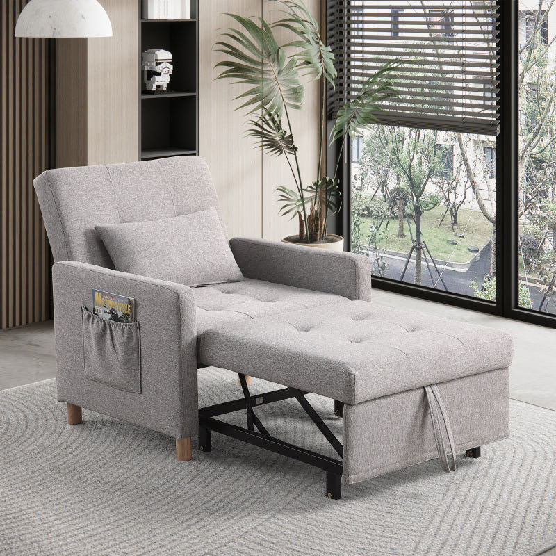 Convertible Sleeper Sofa Chair Bed Adjustable Chair with Pillow Multi-Functional Sleeper Chair with Soft Fabric for Living Room Dorm Apartment Bedroom or Office