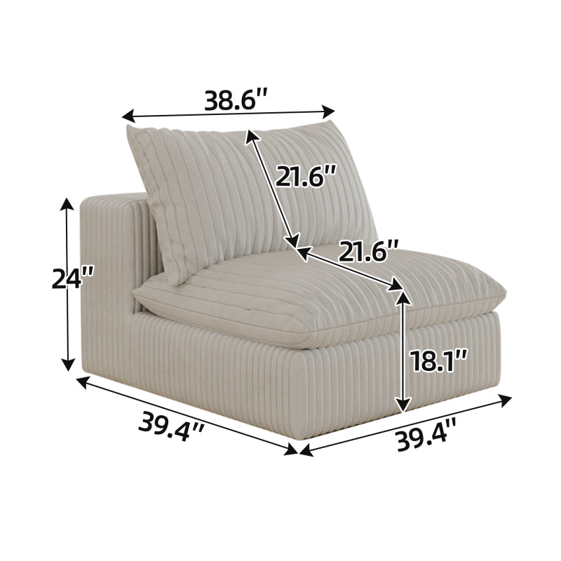 Cloud Sofa with Corduroy Fabric for Living Room Bedroom Apartment Conference Room Deep Seat Couches with DoubleLayer Design Removable Cushion No Assembly Required DIY Combination in White,  Bedroom Seating, Cozy Seating, Stylish Sofa, Durable Fabric