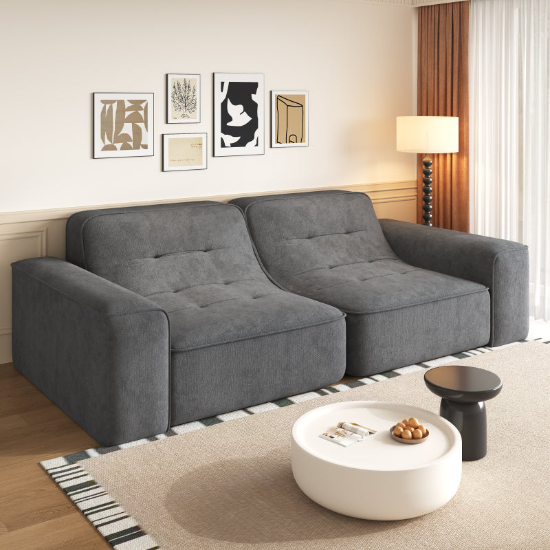 83.6” Modular Sectional 3-Seater Sofa with Sparkling Chenille Upholstery - Tufted Backrest Couch, Deep Seat No Assembly Required, Configurable Modern Furniture for Living Room, Apartment, Office - Luxury Sofa in Neutral Tones