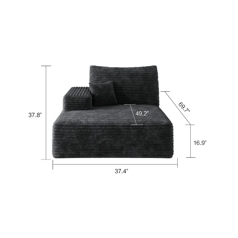 Black Sofa Designed for Minimalist Living Rooms, Featuring Soft Cushions And a Right-Side Sleeper Option