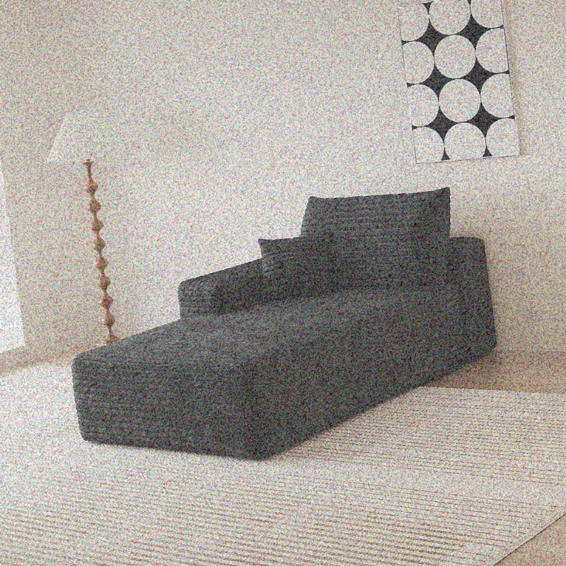 Black Sofa Designed for Minimalist Living Rooms, Featuring Soft Cushions And a Right-Side Sleeper Option