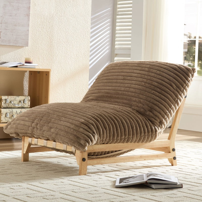 Accent Armless Lazy Sofa with Backrest in Light Brown Fabric Perfect for Casual Living Room and Bedroom Settings Single Seater Comfort Sofa Featuring Modern Design to Enhance Relaxation and Maximize Space Efficiency