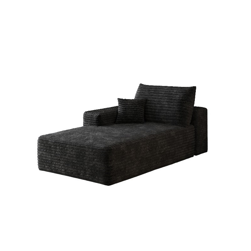Black Sofa Designed for Minimalist Living Rooms, Featuring Soft Cushions And a Right-Side Sleeper Option
