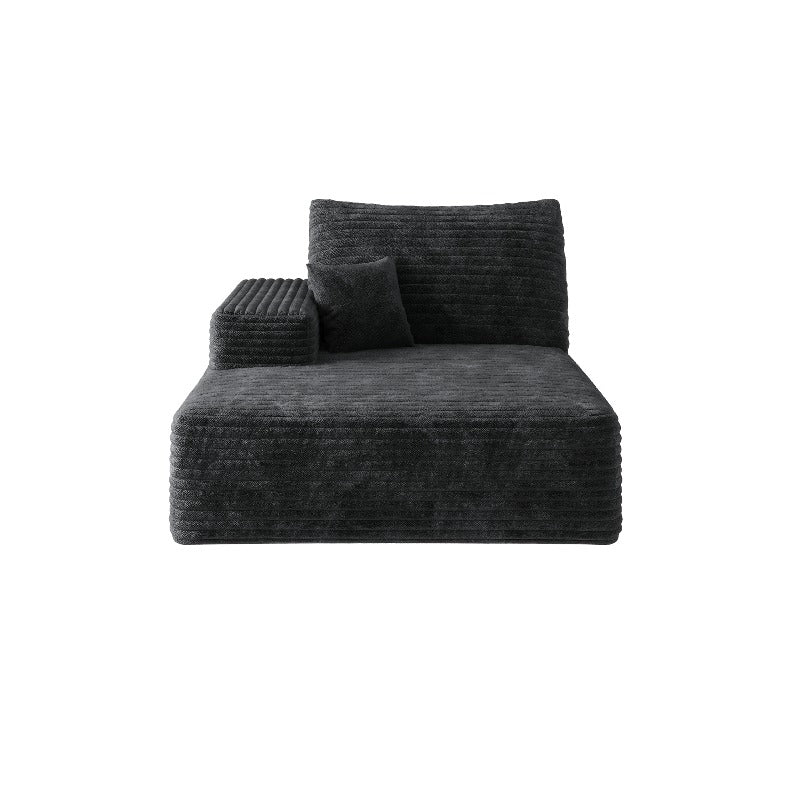 Black Sofa Designed for Minimalist Living Rooms, Featuring Soft Cushions And a Right-Side Sleeper Option