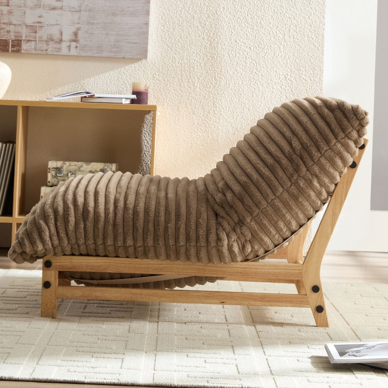 Accent Armless Lazy Sofa with Backrest in Light Brown Fabric Perfect for Casual Living Room and Bedroom Settings Single Seater Comfort Sofa Featuring Modern Design to Enhance Relaxation and Maximize Space Efficiency