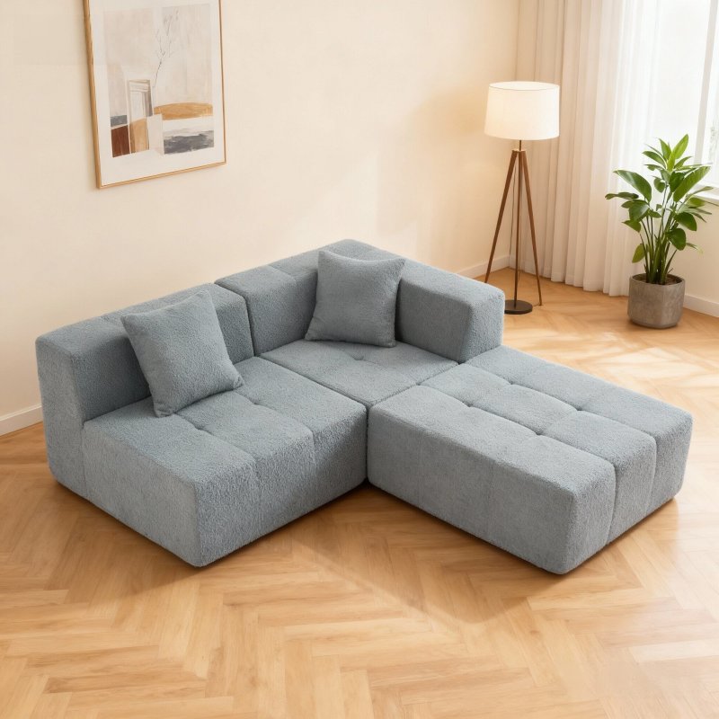 Modern Modular Sectional Sofa - Armless Floor Couch with Removable Back Cushions, No Assembly Required, Space-Saving Design in Neutral Tones () - Ideal for Living Room, Apartment, Office - Convertible Accent Chair or Sleeper Sofa with Plush Cushions