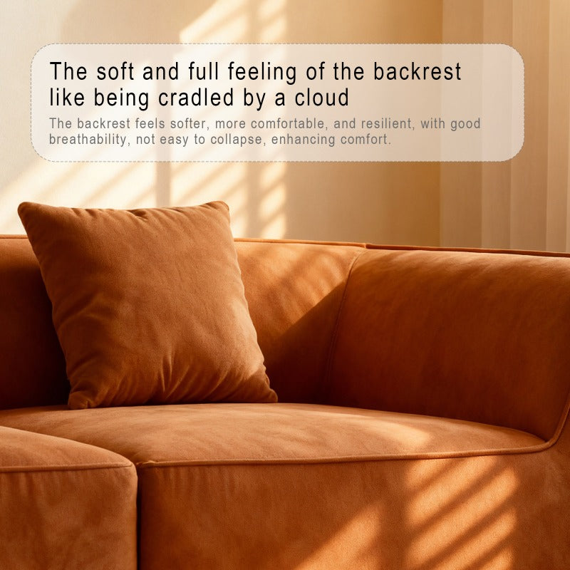 Compressed Memory Foam Sofa with Rectangular Pillow 2-Seater Lounger Daybed for Bedroom, Guest Room, Orange