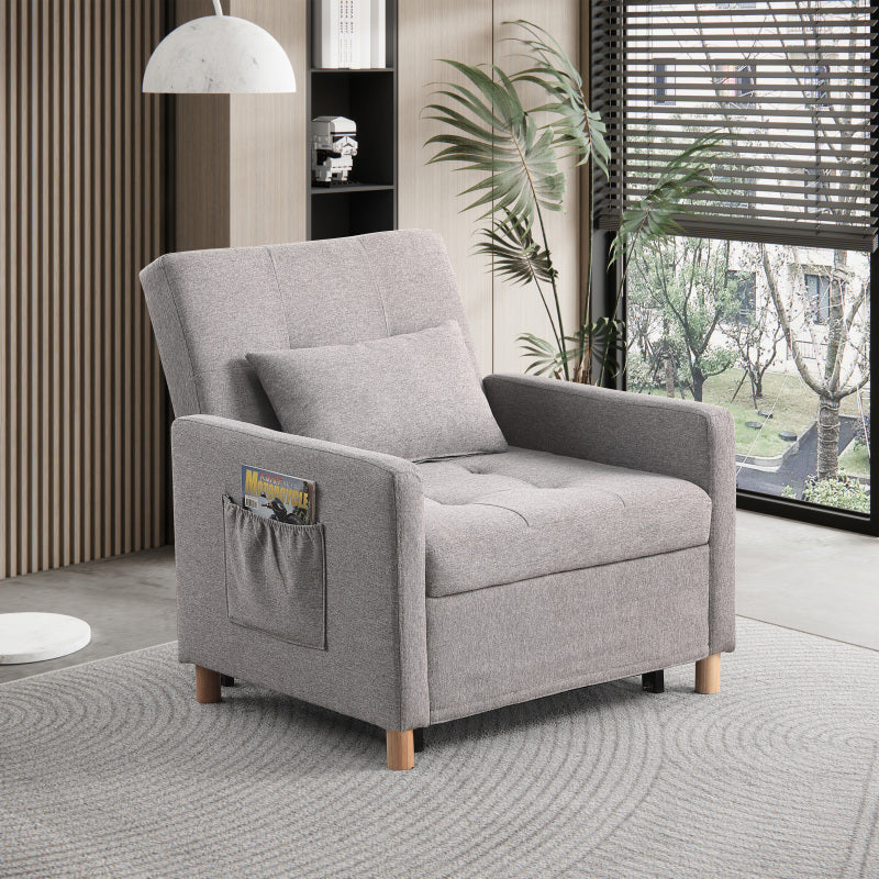 Convertible Sleeper Sofa Chair Bed Adjustable Chair with Pillow Multi-Functional Sleeper Chair with Soft Fabric for Living Room Dorm Apartment Bedroom or Office