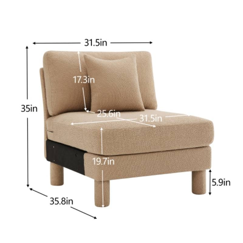 Lucas Armless sofa\u002FPillow Polyester - Coffee