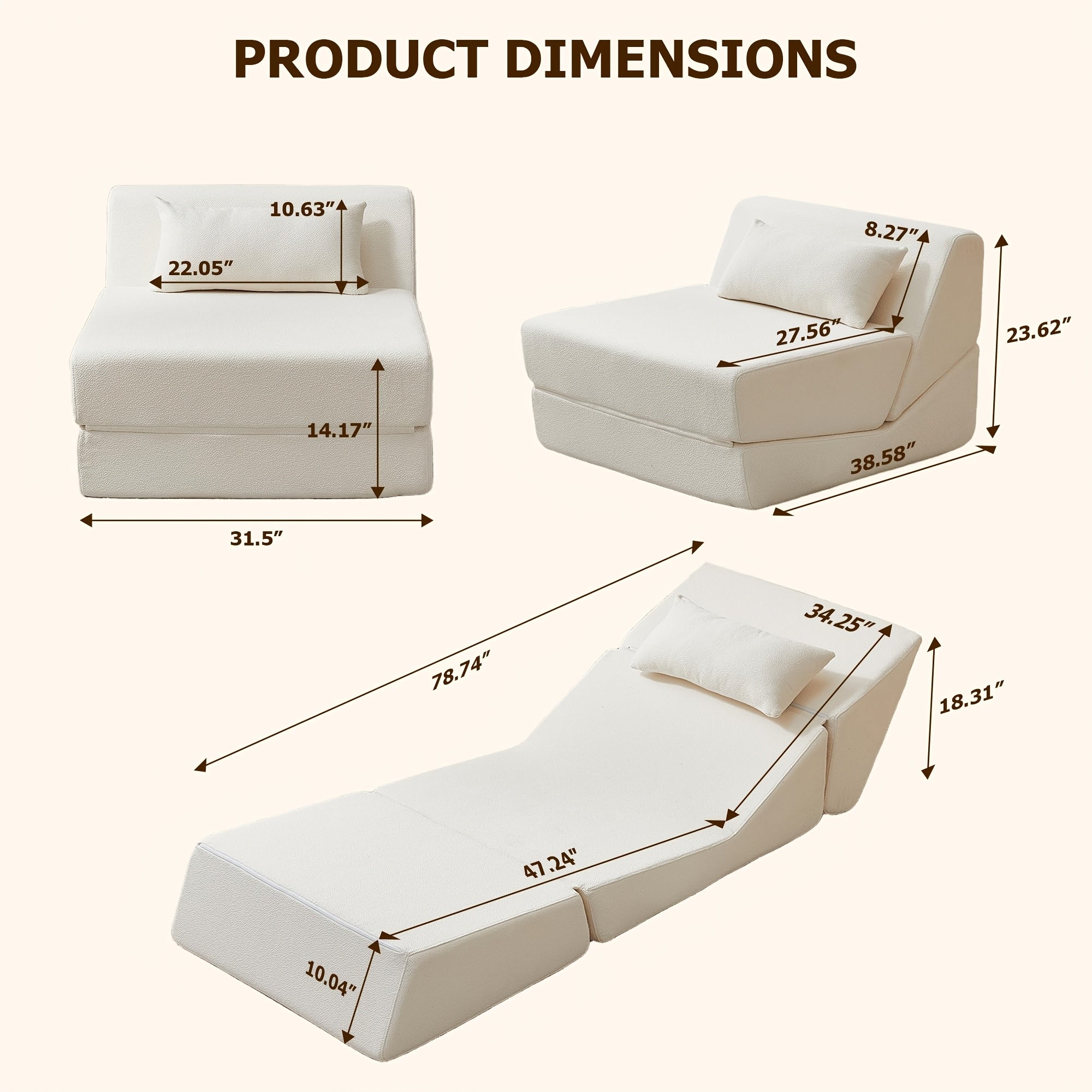 Modern 2-in-1 Compressed Sofa Bed | Perfect for Small Space, Mixed Color, Classic Style, Poly Blend Upholstery