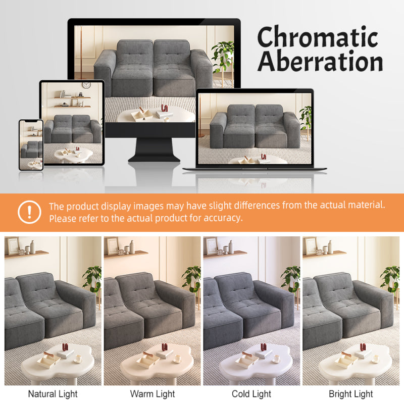 83.6” Modular Sectional 3-Seater Sofa with Sparkling Chenille Upholstery - Tufted Backrest Couch, Deep Seat No Assembly Required, Configurable Modern Furniture for Living Room, Apartment, Office - Luxury Sofa in Neutral Tones