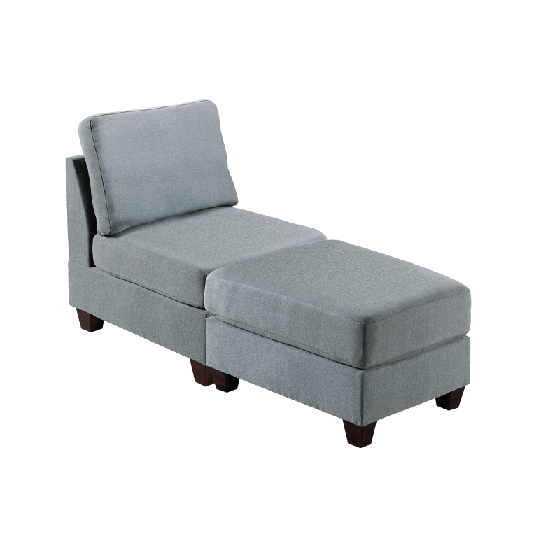 Modular Seating Set 2pcs Gray Living Room Modern Lightweight Durable Sofa for Home Office, easy to assemble
